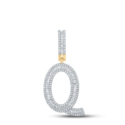 14kt Yellow Gold Mens Baguette Diamond K Initial Charm Pendant 3/4 Cttw