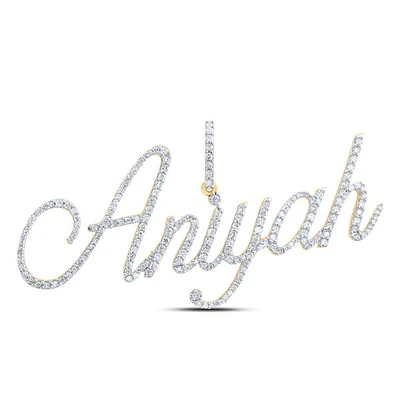 10kt Yellow Gold Womens Round Diamond ANIYAH Name Pendant 7/8 Cttw