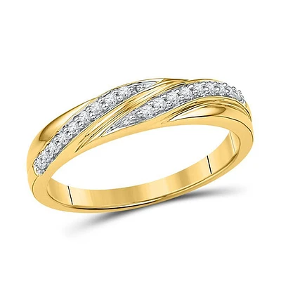 10kt Yellow Gold Womens Round Diamond Simple Band Ring 1/10 Cttw