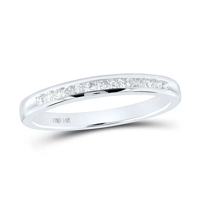 14kt White Gold Womens Round Diamond Wedding Single Channel Band 1/ Cttw