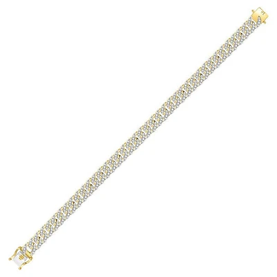 10kt Yellow Gold Mens Round Diamond Cuban Link Bracelet -3/4 Cttw