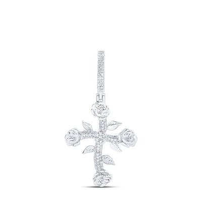 1/3CTW-DIA NK ROSE CROSS MENS CHARM