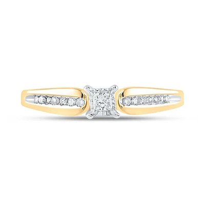 10kt Gold Womens Princess Diamond Solitaire Promise Ring 1/6 Cttw