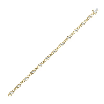 10kt Yellow Gold Womens Round Diamond Fashion Link Bracelet 1/3 Cttw