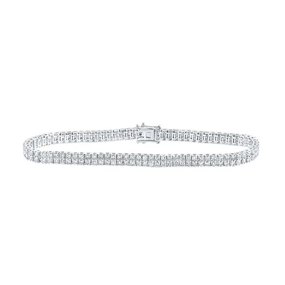 14kt Gold Womens Round Diamond Double Row Tennis Bracelet 4 Cttw