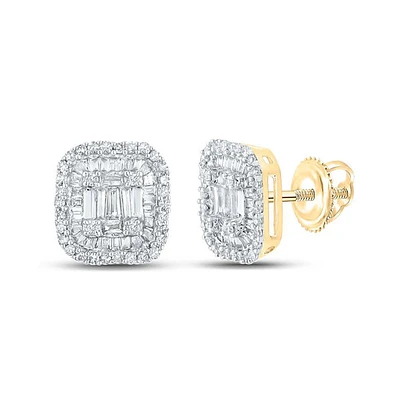 10kt Gold Baguette Diamond Square Earrings / Cttw