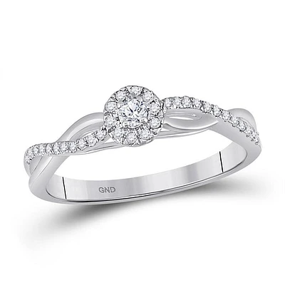 10kt White Gold Womens Round Diamond Solitaire Promise Ring 1/ Cttw