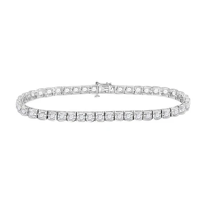 14kt White Gold Womens Round Diamond Studded Tennis Bracelet 2 Cttw