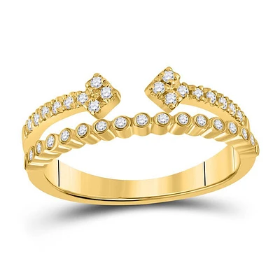 10kt Yellow Gold Womens Round Diamond Bisected Modern Fashion Ring 1/4 Cttw