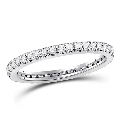 10kt White Gold Womens Round Diamond Eternity Wedding Band 1/2 Cttw