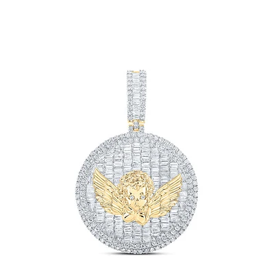 10kt Yellow Gold Mens Round Diamond Angel Charm Pendant 4-1/4 Cttw