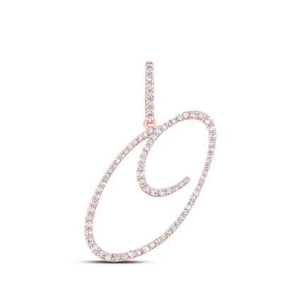 10kt Rose Gold Womens Round Diamond O Initial Letter Pendant / Cttw