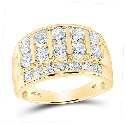 14kt Yellow Gold Mens Round Diamond Channel-set Band Ring Cttw