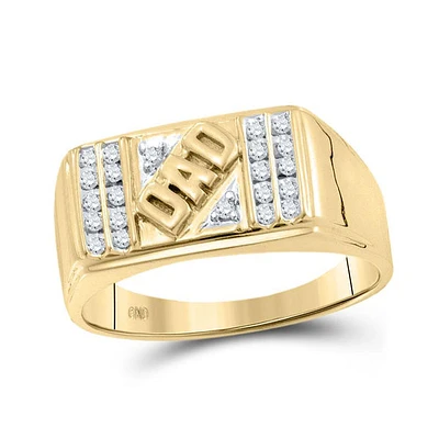 10kt Yellow Gold Mens Round Diamond Dad Father Ring 1/8 Cttw