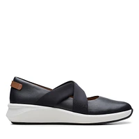 Un Rio Cross Black Leather Slip-On Sneaker