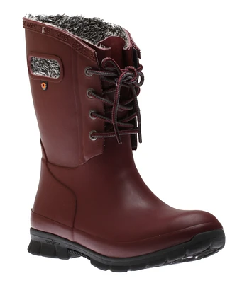 Amanda Plush Lace-Up Burgundy  Women's Insulated Rain Boot