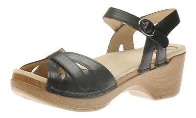 Season Black Leather Sandal