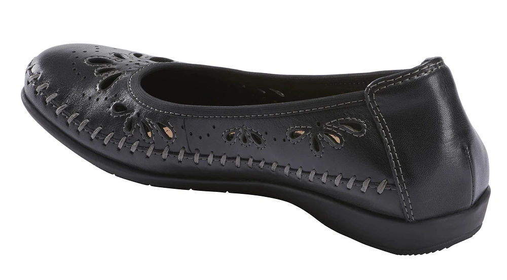 Alder Azza Black Perforated Leather Ballet Flat