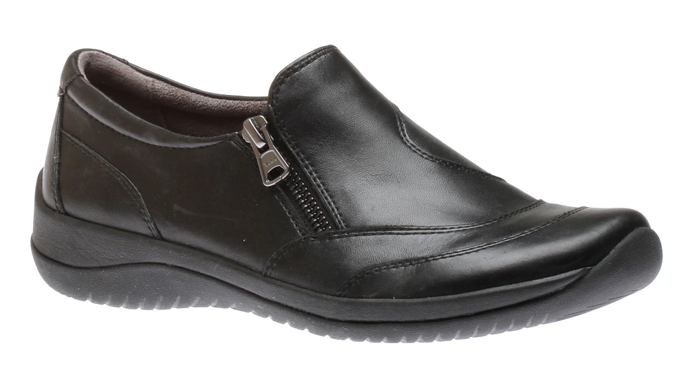 Kara Faraday Black Leather Zipper Slip-On Shoe