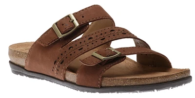 Felix Bark Brown Perforated Strappy Slide Sandal