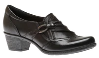 Marietta Mavis Black Leather Slip-On Heel Shoe