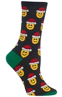 Hotsox Women's Santa Smile Emoji Crew Socks