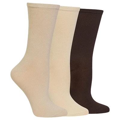 Hotsox 3 Pack Solid Oyster Crew Socks