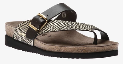 Helen Mix Black Gold Cuba Leather Thong Sandal