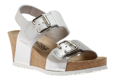 Lissandra White Silver Print Wedge Sandal