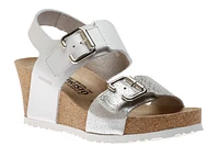 Lissandra White Silver Print Wedge Sandal