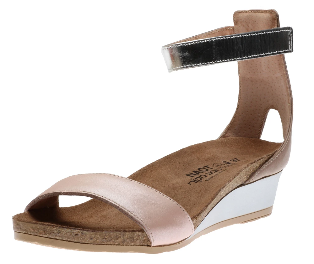 Pixie Pearl Rose Leather Wedge Sandal