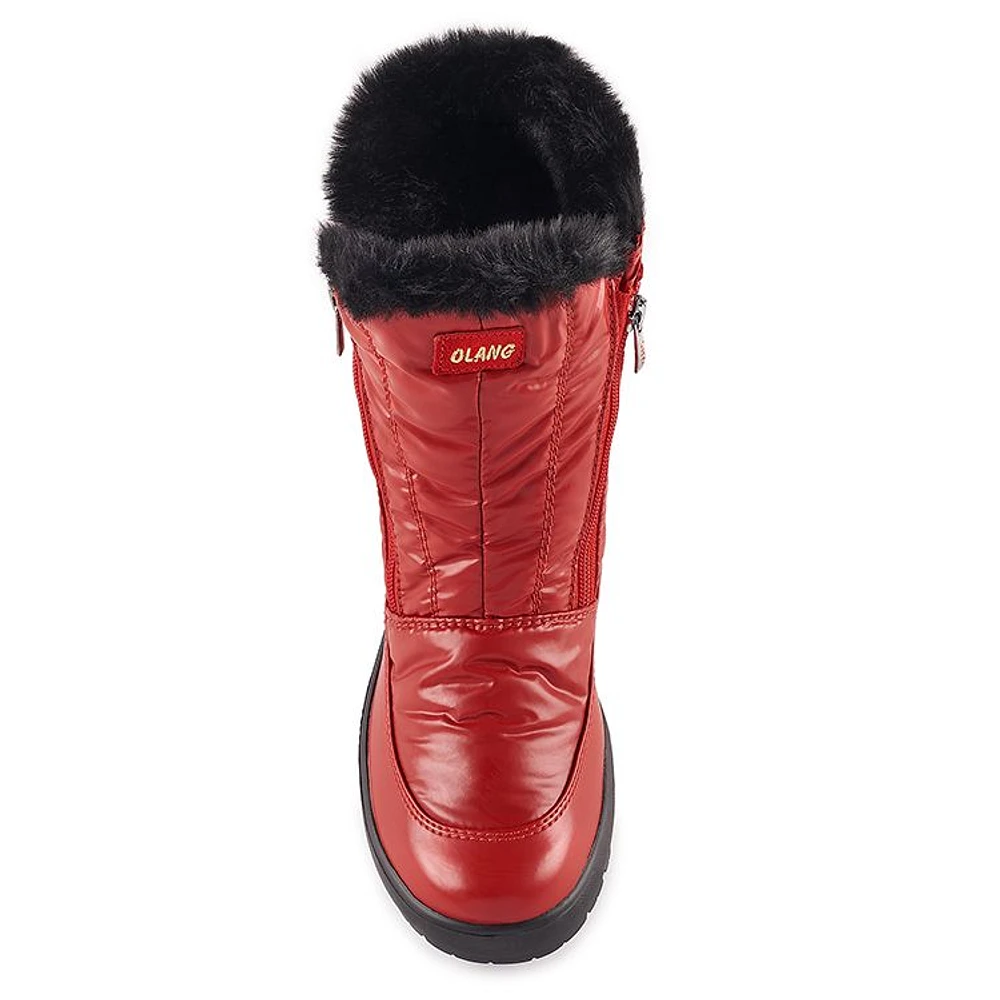 Monica Red Mid-Calf Winter Boot