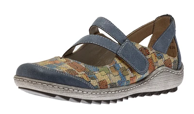 Odense Blue Multicolour Mary Jane Flat Shoe