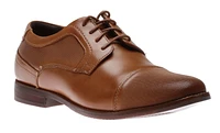 Saxxen Cognac Brown Leather Wingtip Oxford Dress Shoe