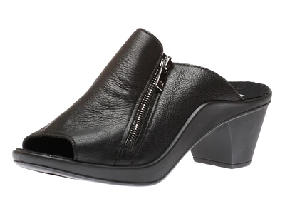 Mokassetta 297 Black Zipper Slide Heel Sandal