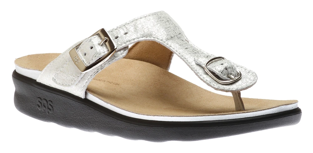 Sanibel Shiny Silver Thong Sandal