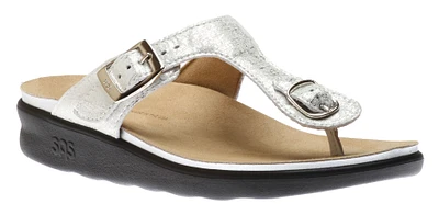 Sanibel Shiny Silver Thong Sandal