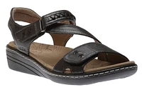 Zenith Black Leather Adjustable Z-Strap Walking Sandal