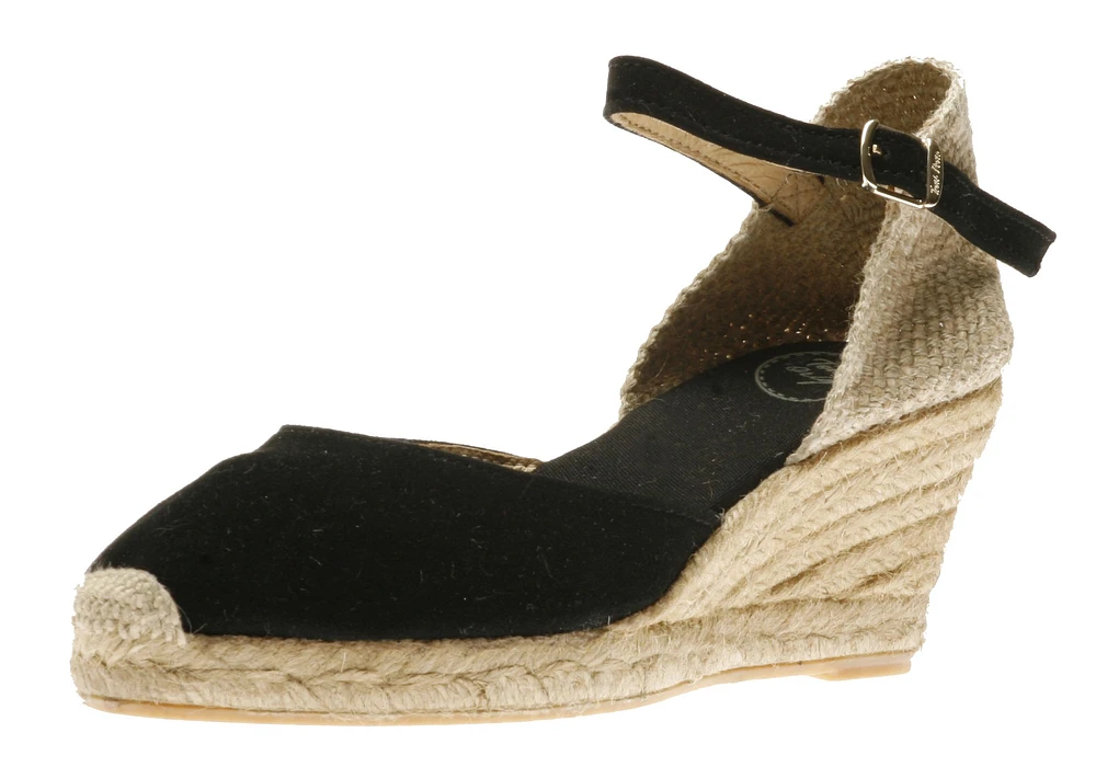 Lloret Black Suede Espadrille Wedge Sandal