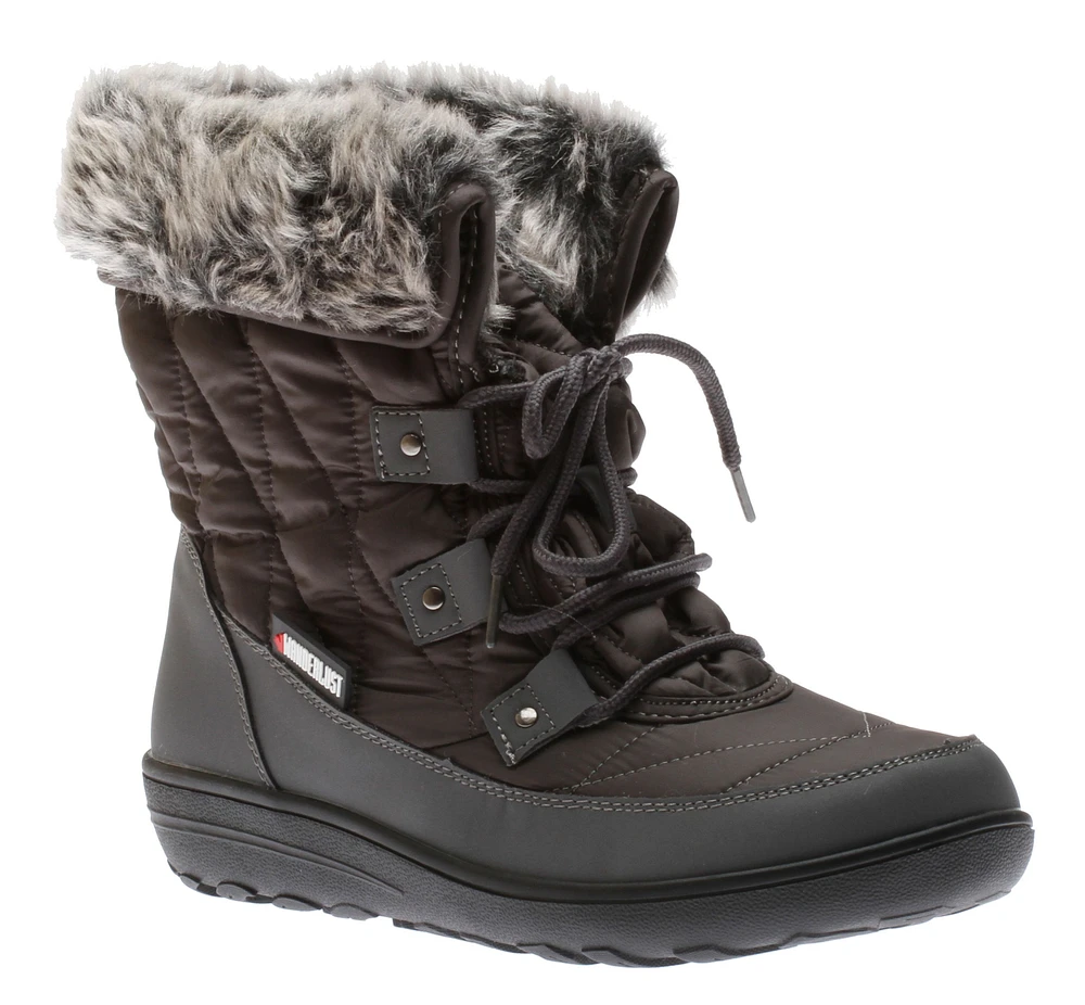 Snowflake Grey Lace-Up Winter Boot