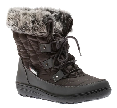 Snowflake Grey Lace-Up Winter Boot