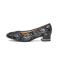 Gabrielle Black & Silver Animal Print Pump