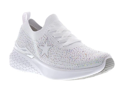 Monticello White Rainbow Rhinestone Slip-On Sneaker