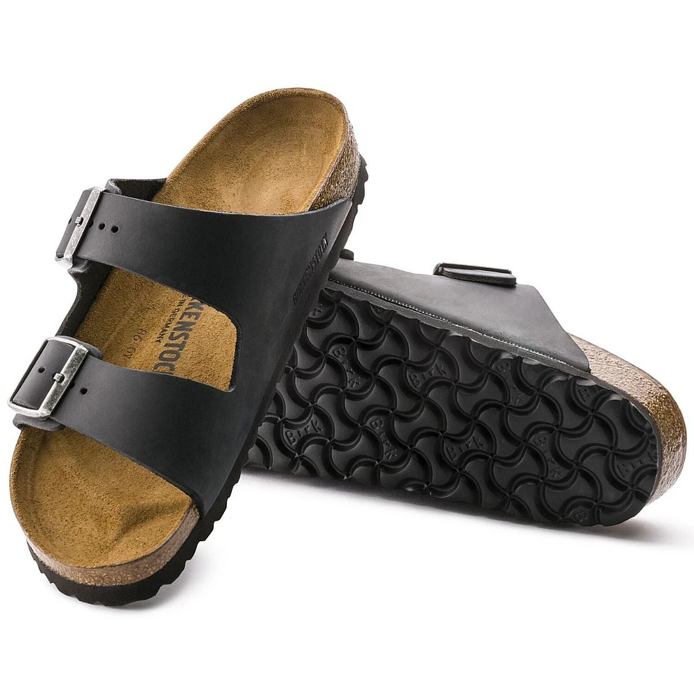 Arizona Black Oiled Leather Slide Sandal