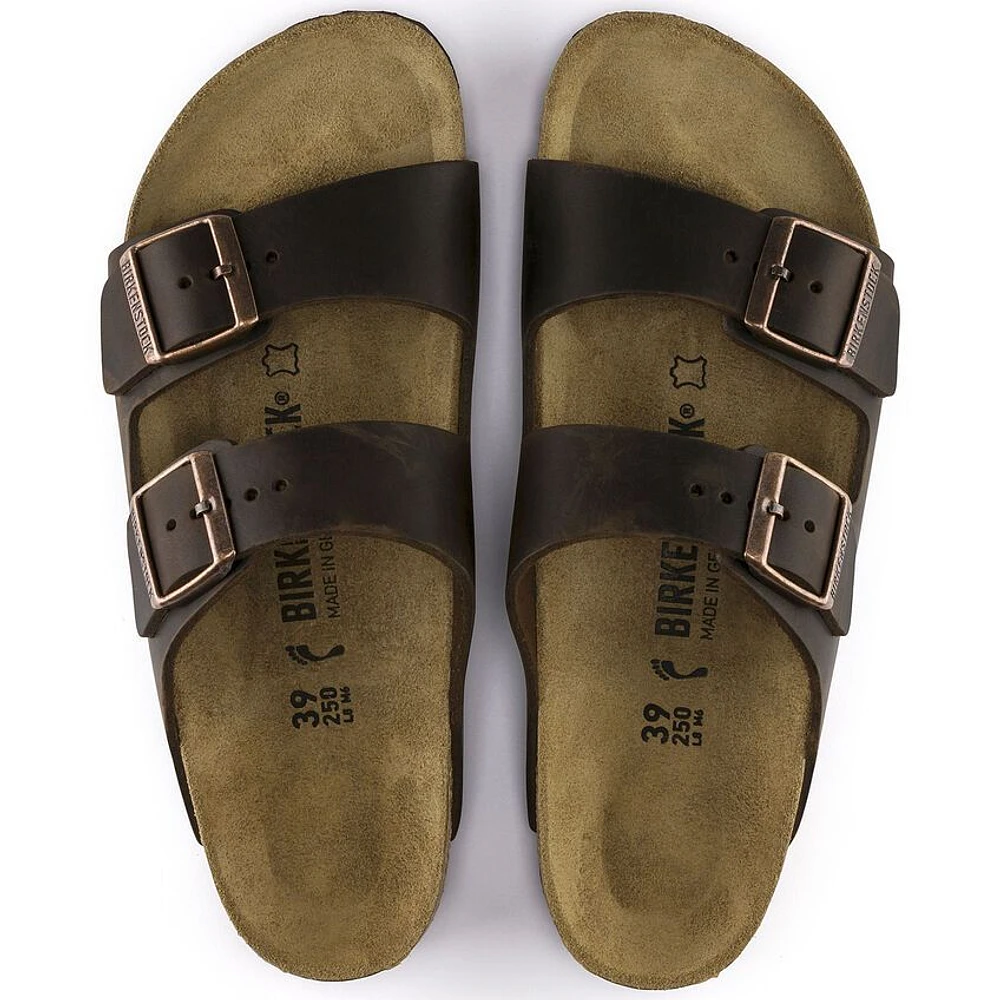 Arizona Hard Footbed Habana Brown Oiled Leather Slide Sandal