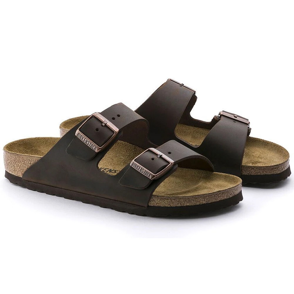 Arizona Hard Footbed Habana Brown Oiled Leather Slide Sandal