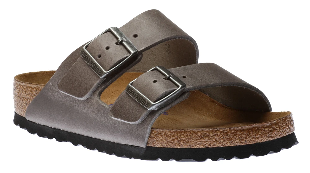 Arizona Soft Footbed Iron Grey Oiled Leather Slide Sandal