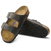 Arizona Soft Footbed Iron Grey Oiled Leather Slide Sandal