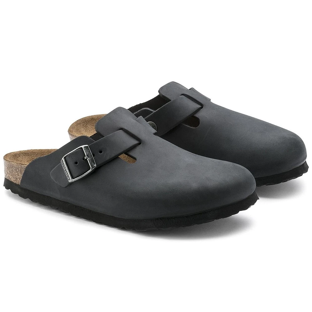 Boston Black Oiled Leather Clog