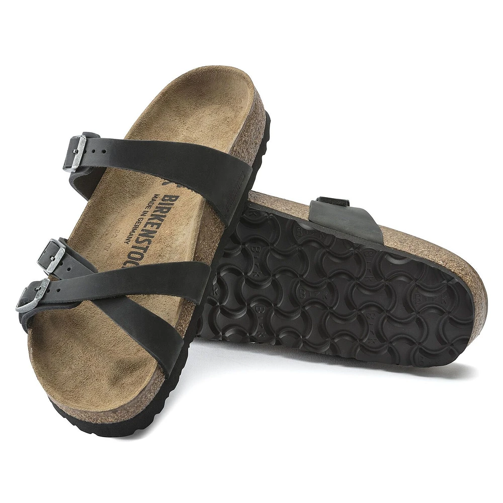 Franca Black Oiled Leather Slide Sandal